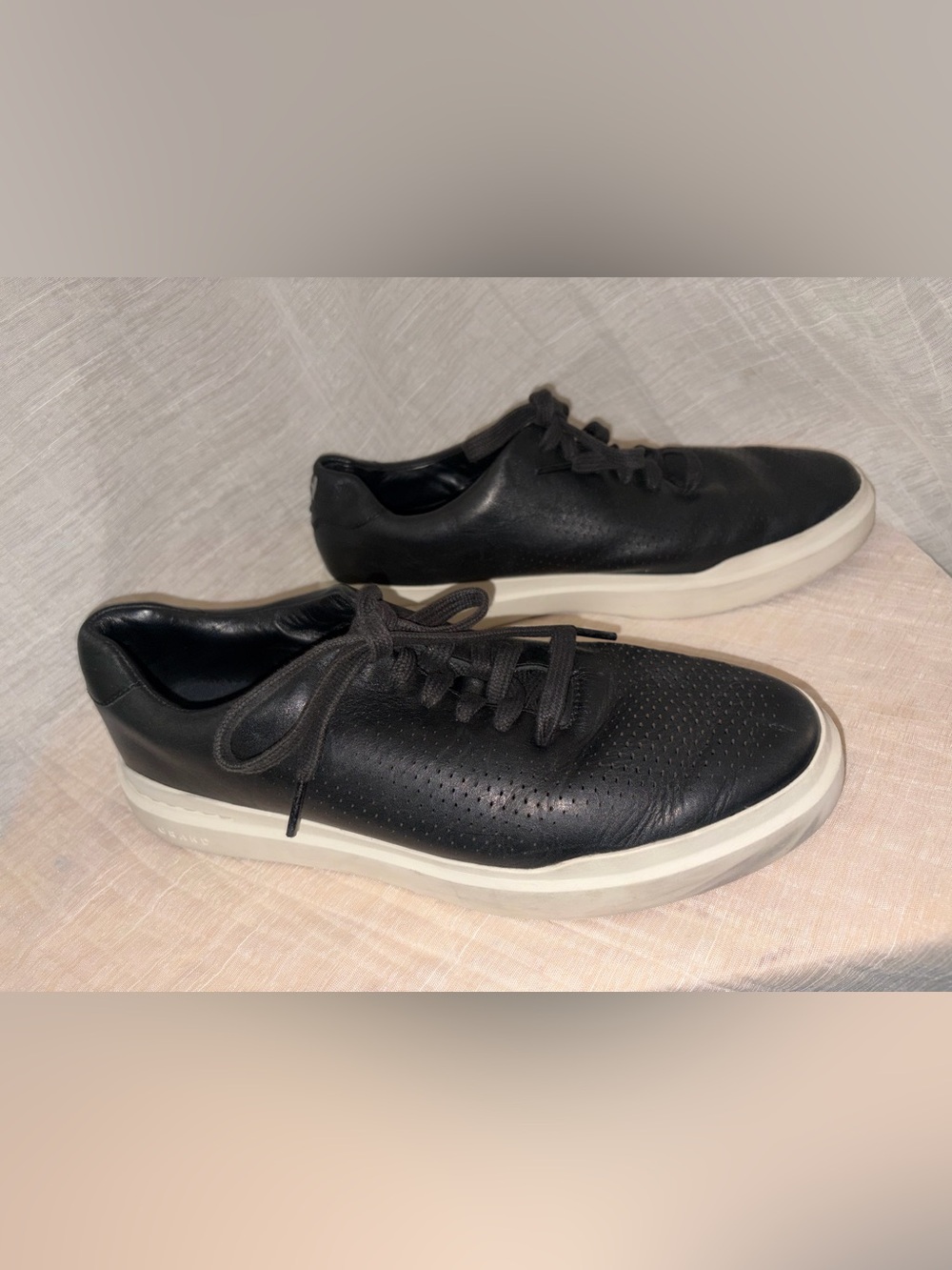 Cole Haan Men's 10 GrandPrø Rally Laser Cut Black Leather Sneaker Style C31219